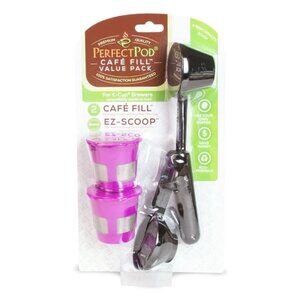 Perfect Pod Cafe Fill K Cup Brewers 2 Reusable Filters and Scoop